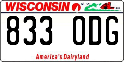 WI license plate 833ODG