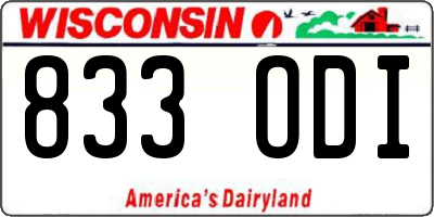 WI license plate 833ODI