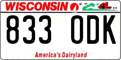 WI license plate 833ODK