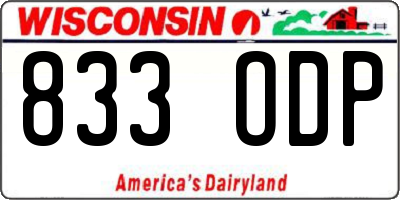 WI license plate 833ODP