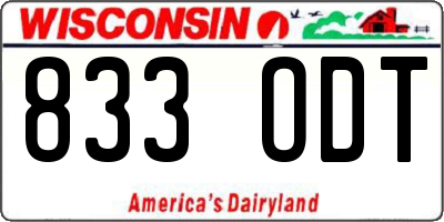 WI license plate 833ODT