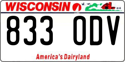 WI license plate 833ODV