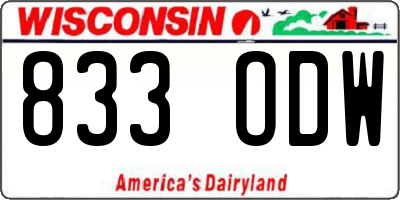 WI license plate 833ODW