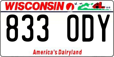 WI license plate 833ODY