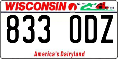 WI license plate 833ODZ