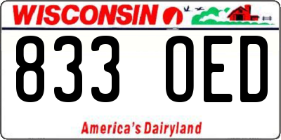 WI license plate 833OED