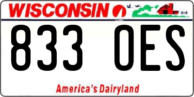 WI license plate 833OES