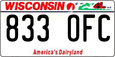 WI license plate 833OFC