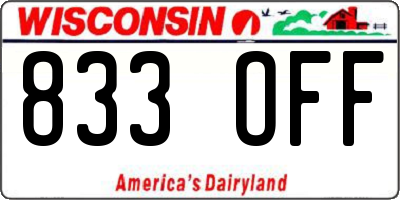 WI license plate 833OFF