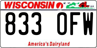 WI license plate 833OFW