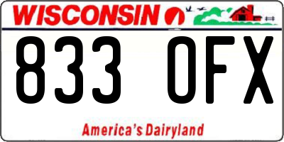 WI license plate 833OFX