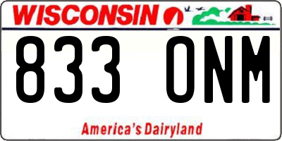 WI license plate 833ONM