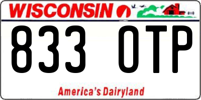WI license plate 833OTP