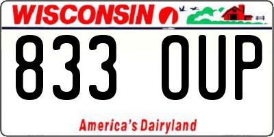 WI license plate 833OUP