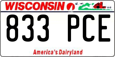 WI license plate 833PCE