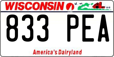 WI license plate 833PEA
