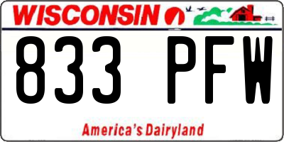 WI license plate 833PFW