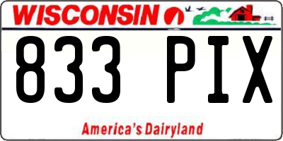WI license plate 833PIX