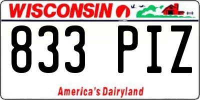 WI license plate 833PIZ