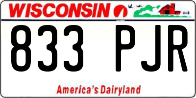 WI license plate 833PJR