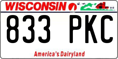 WI license plate 833PKC