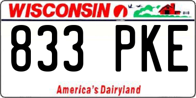 WI license plate 833PKE