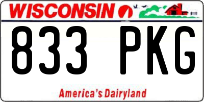 WI license plate 833PKG