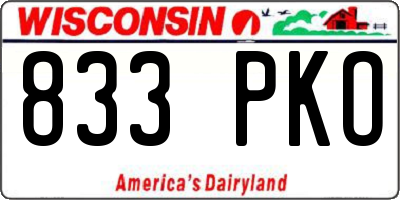 WI license plate 833PKO