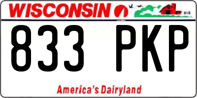 WI license plate 833PKP