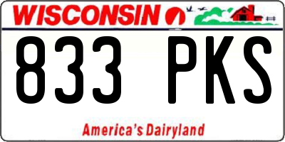 WI license plate 833PKS