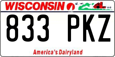 WI license plate 833PKZ