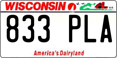 WI license plate 833PLA