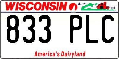 WI license plate 833PLC