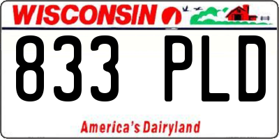 WI license plate 833PLD