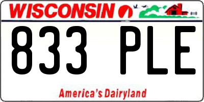 WI license plate 833PLE