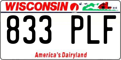 WI license plate 833PLF