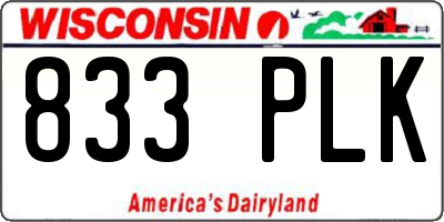 WI license plate 833PLK