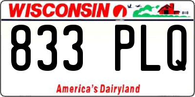WI license plate 833PLQ