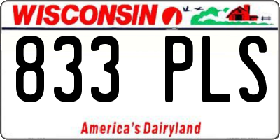 WI license plate 833PLS