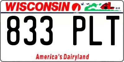 WI license plate 833PLT