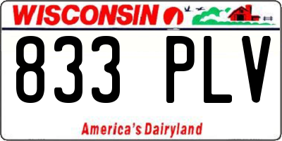WI license plate 833PLV