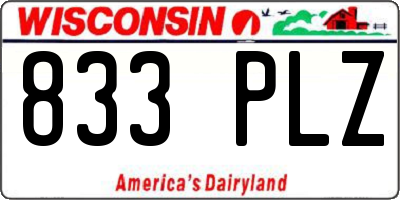 WI license plate 833PLZ
