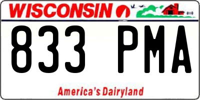 WI license plate 833PMA