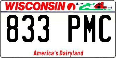 WI license plate 833PMC