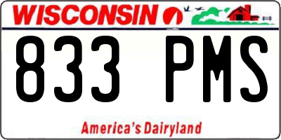 WI license plate 833PMS