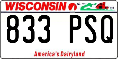 WI license plate 833PSQ