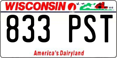 WI license plate 833PST