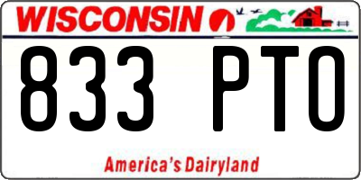 WI license plate 833PTO