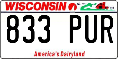 WI license plate 833PUR