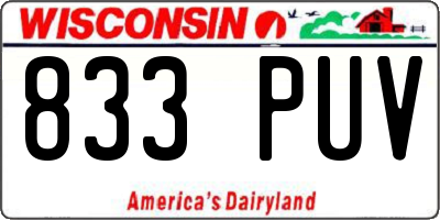 WI license plate 833PUV
